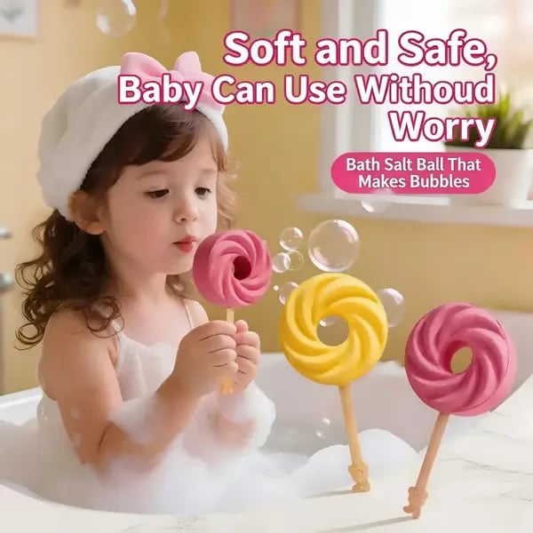 💞50K+ SOLD!🔊 50% OFF! 🍭Reusable Cute Lollipop Bath Bomb,Colorful Bubble Bath Ball for Fun Bath Time