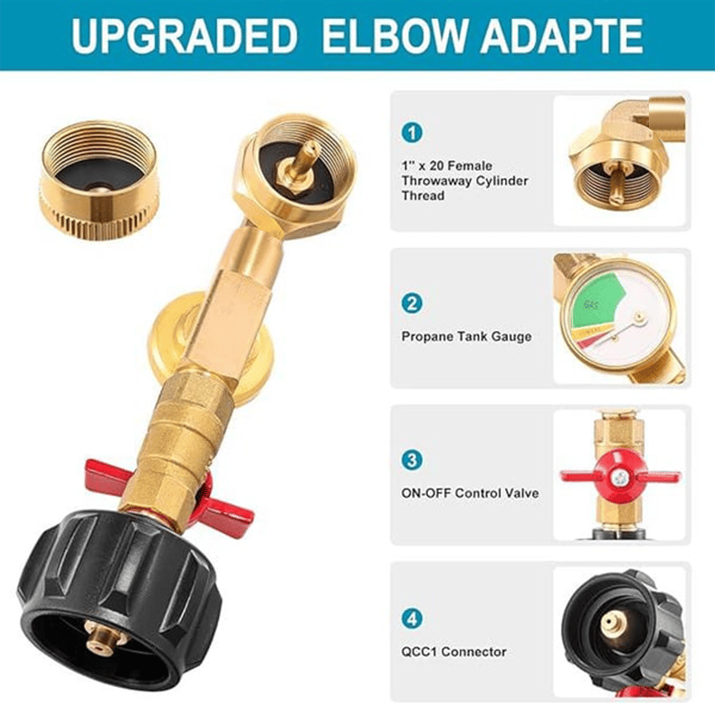 🏅Top-Rated Propane Refill Elbow Adapter with Tank Gauge