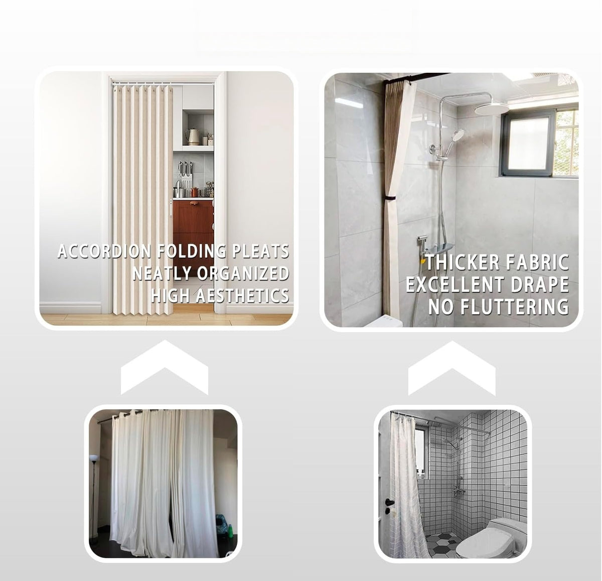 Pleated Folding Door Curtain | Accordion Room Divider with Magnetic Closure – Waterproof, No-Drill