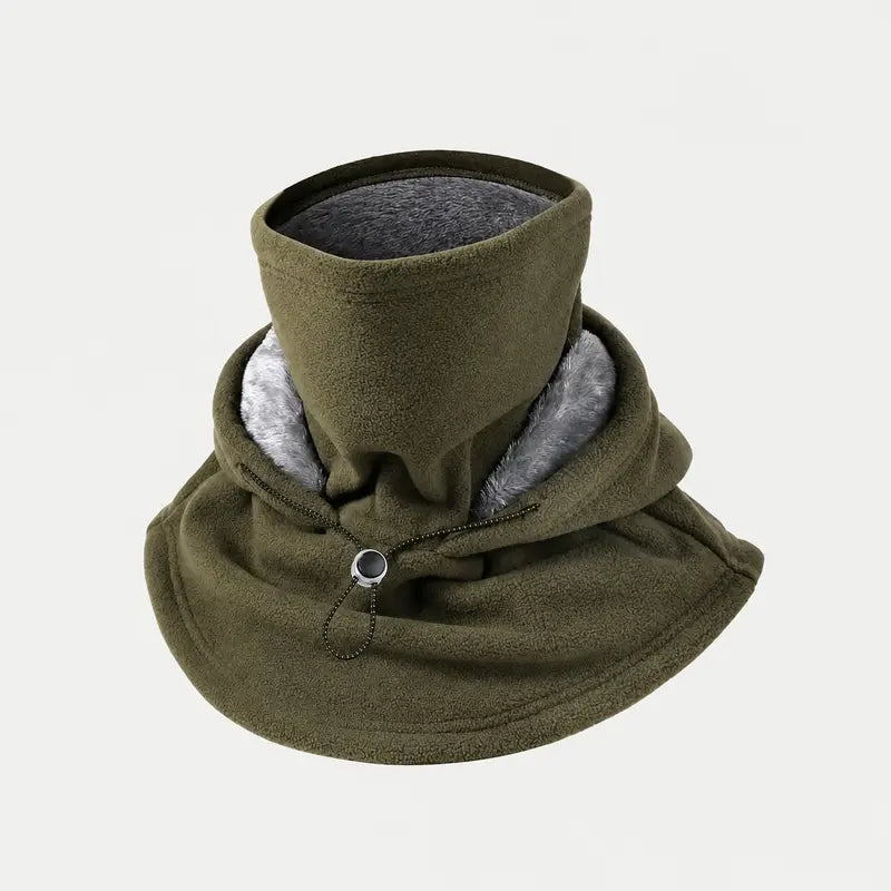 Unisex Cold Weather Fleece Balaclava Hat - Thick Fleece Linings, Windproof Full Face Cover with Hood & Neck Gaiter