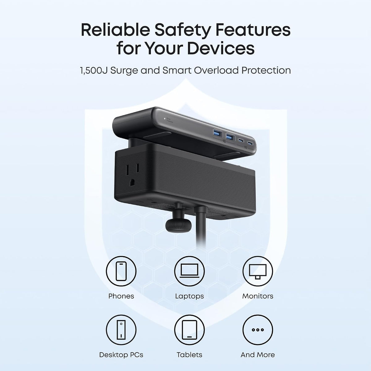 Desk Clamp with 1500 Surge Protector Socket