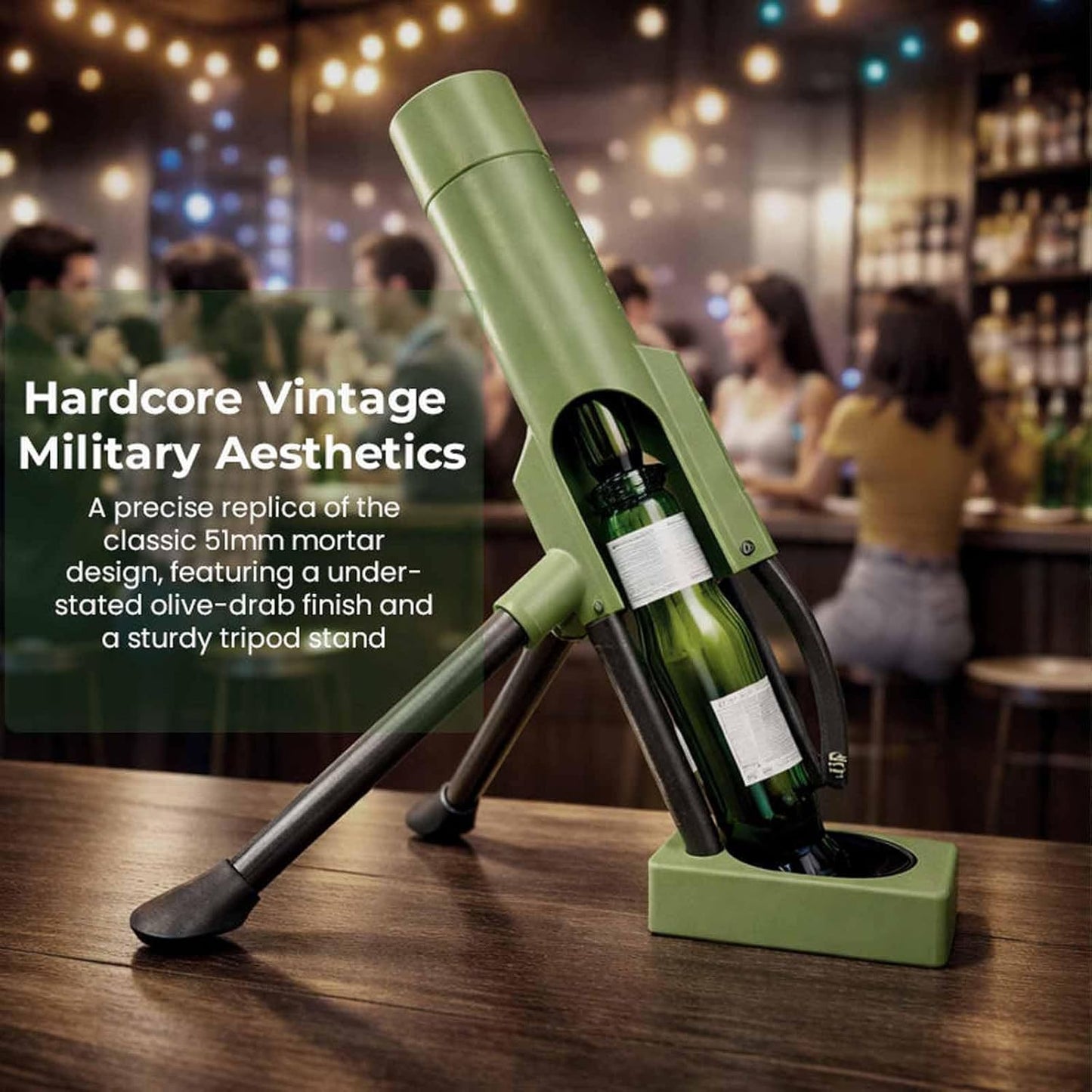 Bottle Opener Beer, 51mm Heavy Duty Tactical Cap Launcher Hands-Free, Funny Beer Bottles Opener For Bars Desks Shelves