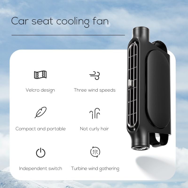 Car Fan for Driver and Passenger's Seat - Mini Portable USB Backseat Cooling Fan