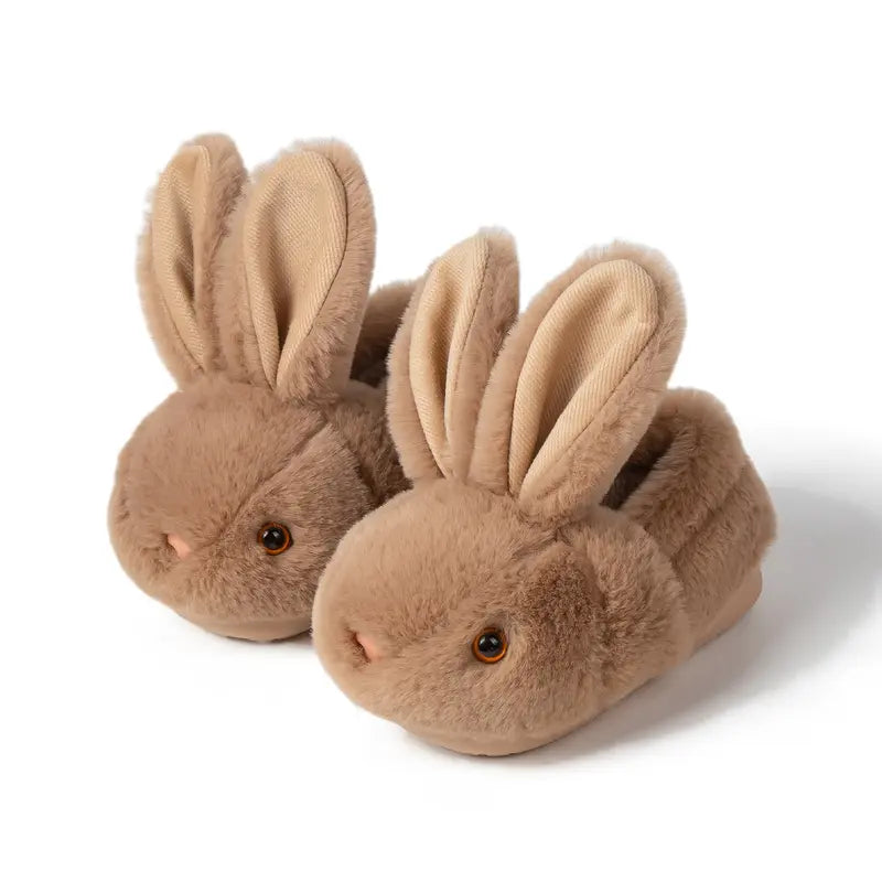 ✨ Cozy Bunny House Slippers for Kids – Plush 3D Ears, Floral Details & Textured Indoor Sole 🐰💗