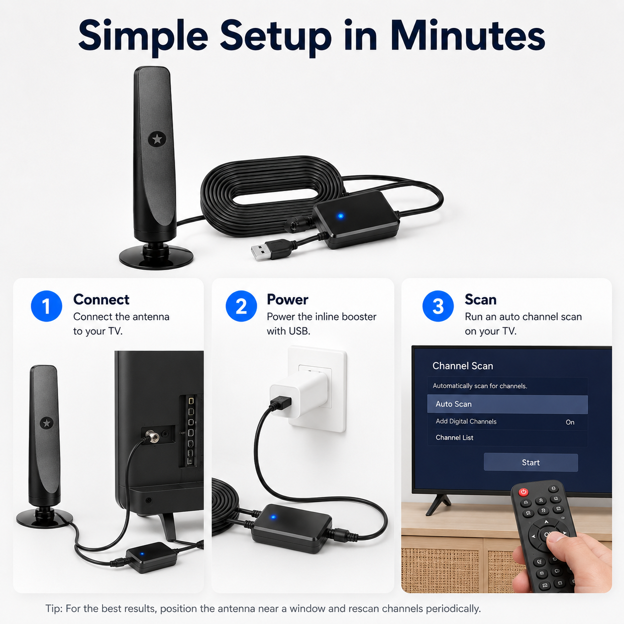 ✨HD TV Antenna – No Subscription, Easy Setup