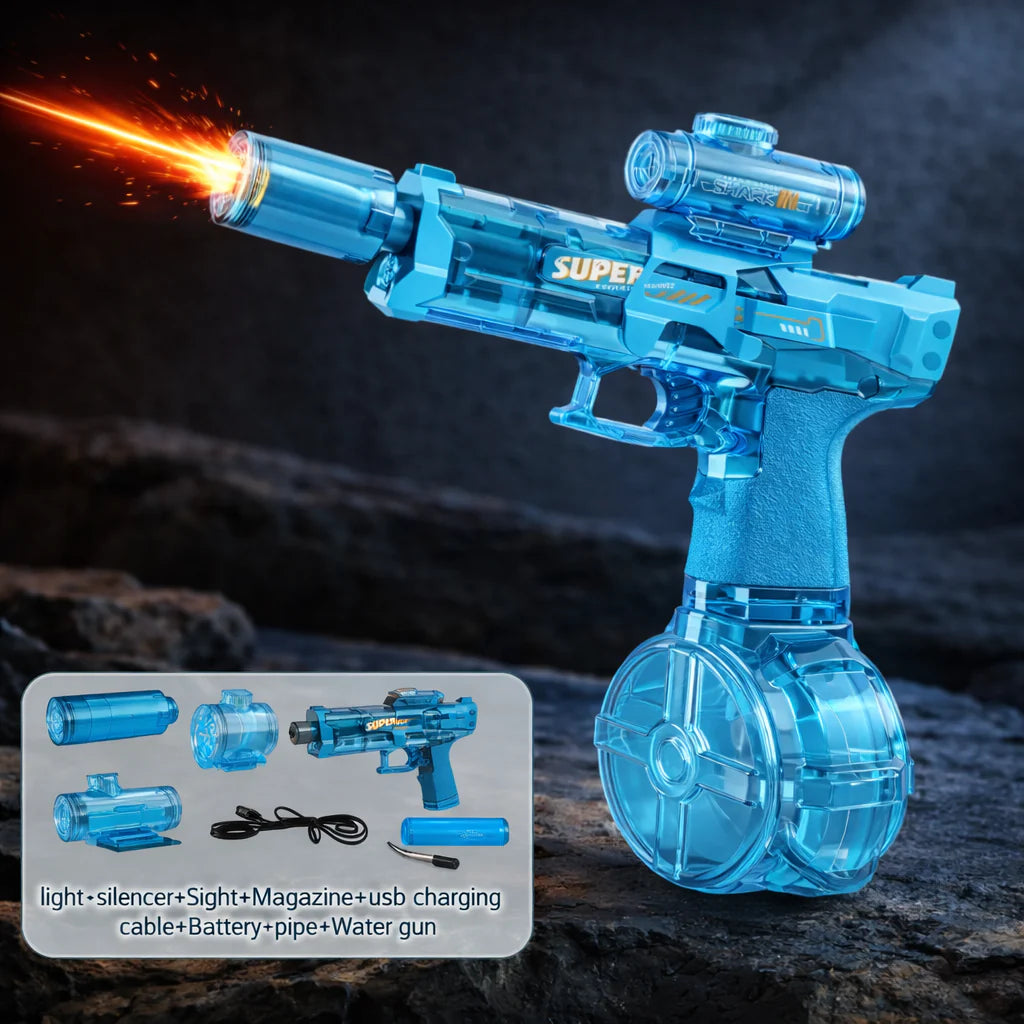 Electric Water Gun | Non-Stop Automatic Spray & Tactical Sight (No Pumping Needed!)