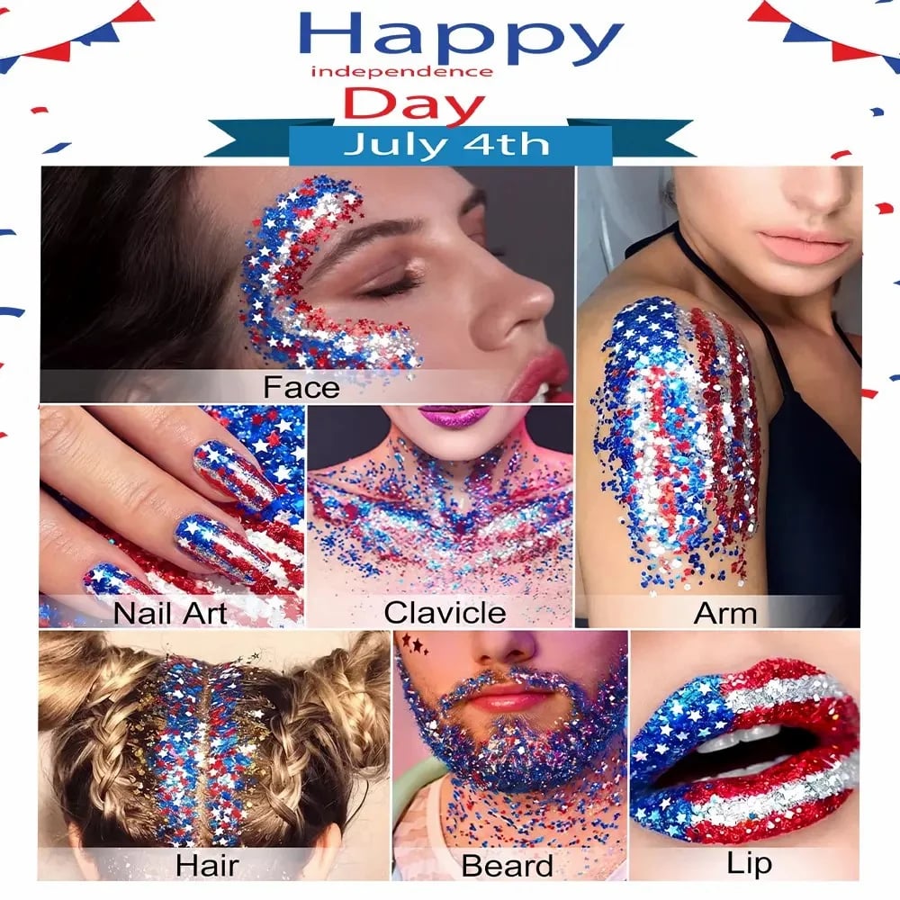 🦅4th of July Glitter Stick✨Red, White & Blue Body & Hair Sparkle✨
