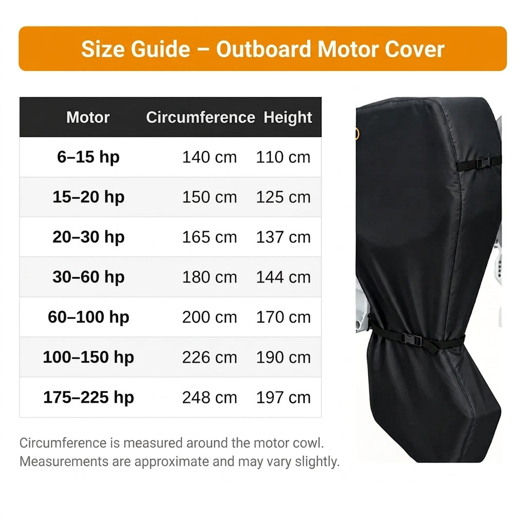 🚤 420D Oxford Outboard Motor Cover – Full Protection from Rain, Snow and UV Damage with a Tool-Free Fit 🛡️