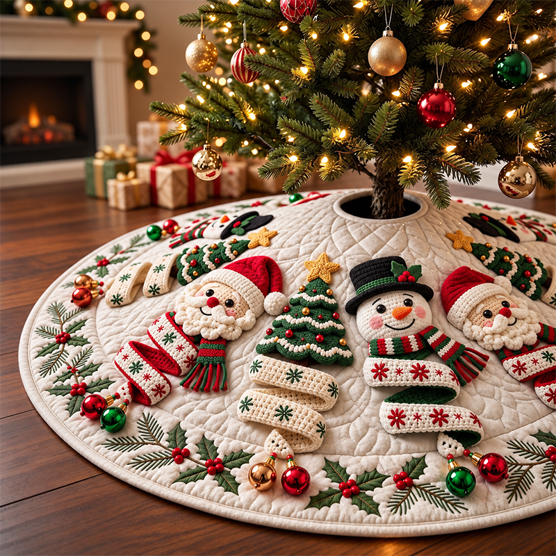 3D Optical Illusion Christmas Tree Skirt