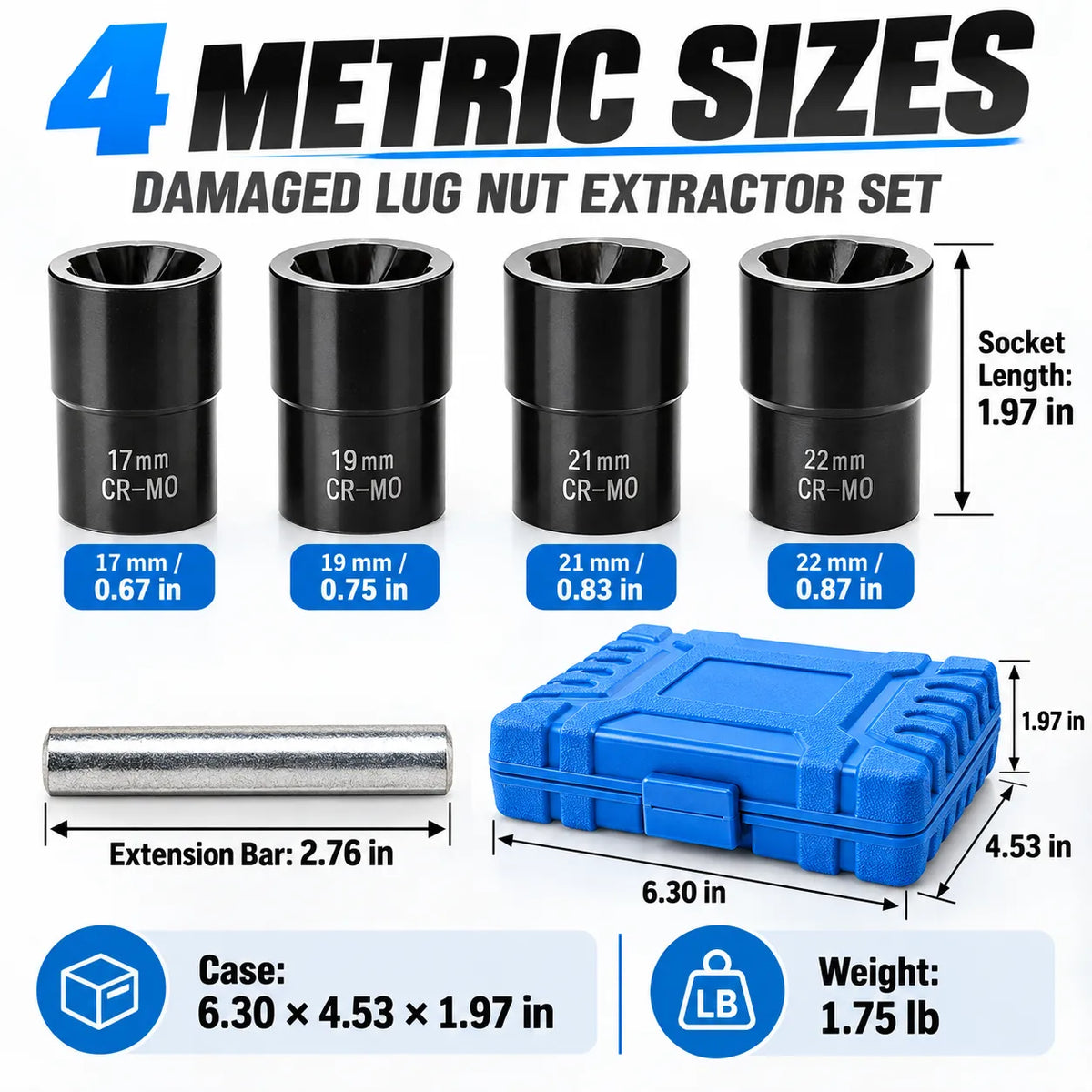 ๐ฉ๐ง Damaged Lug Nut Extractor Set โ Remove Stripped & Stuck Nuts with Ease!