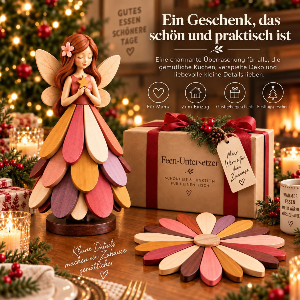 ๐ง Fairy Blossom Coaster - Foldable fairy decoration & heat-resistant table protector