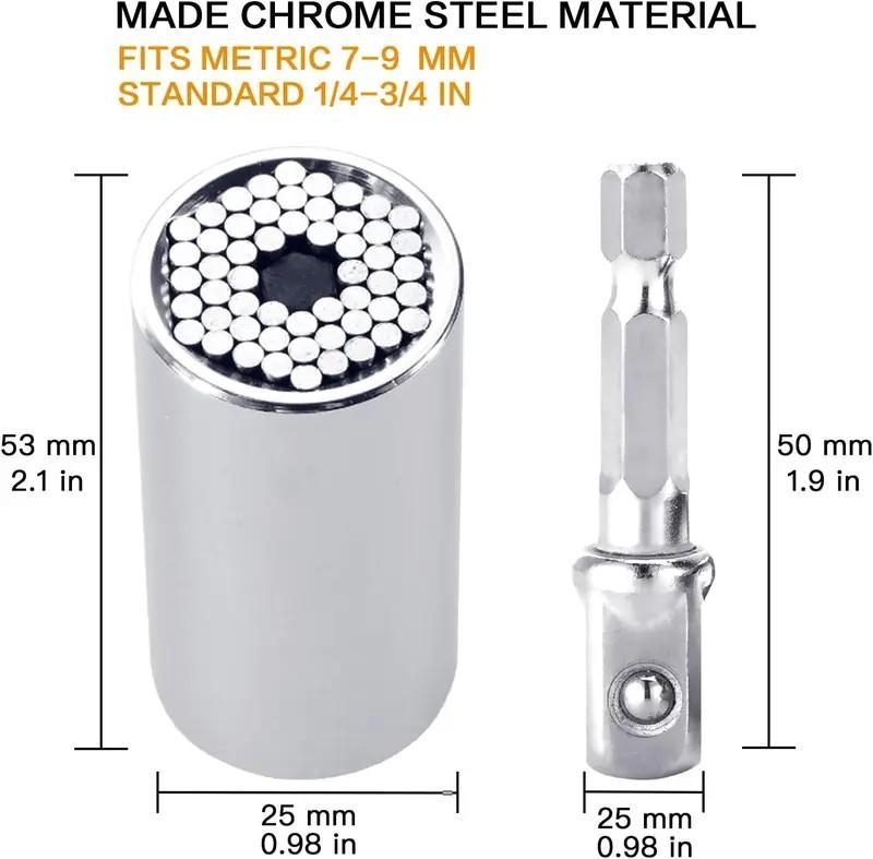 🔧Steel Multi-Fit Universal Grip Socket Set with Power Drill Adapter