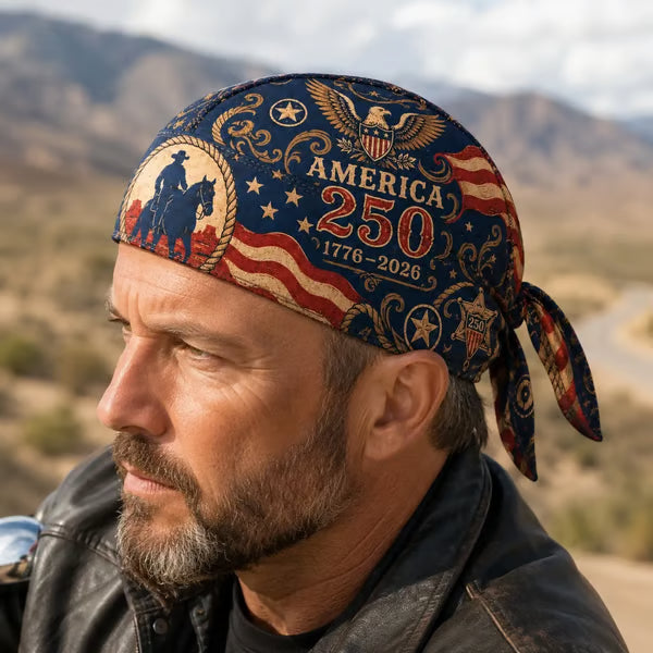 🔥LIMITED AMERICA 250 DESIGN — Cycling Pirate Hat / Biker Headwrap