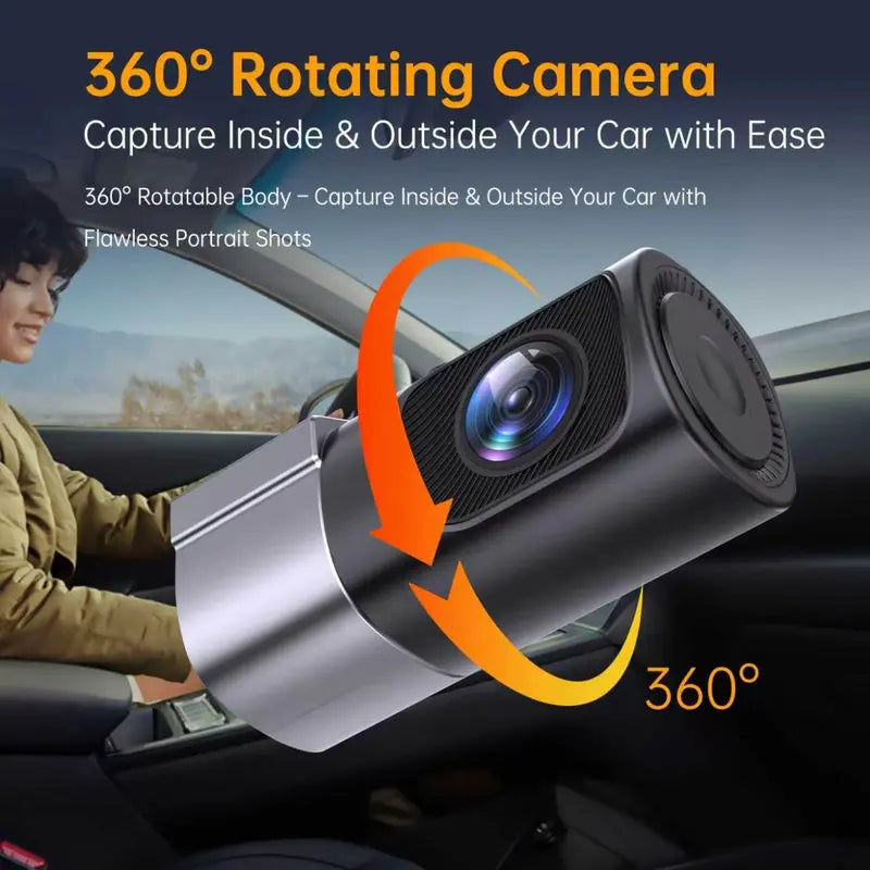 📹 360° Dash Cam: Super Night Vision & Phone App Control!