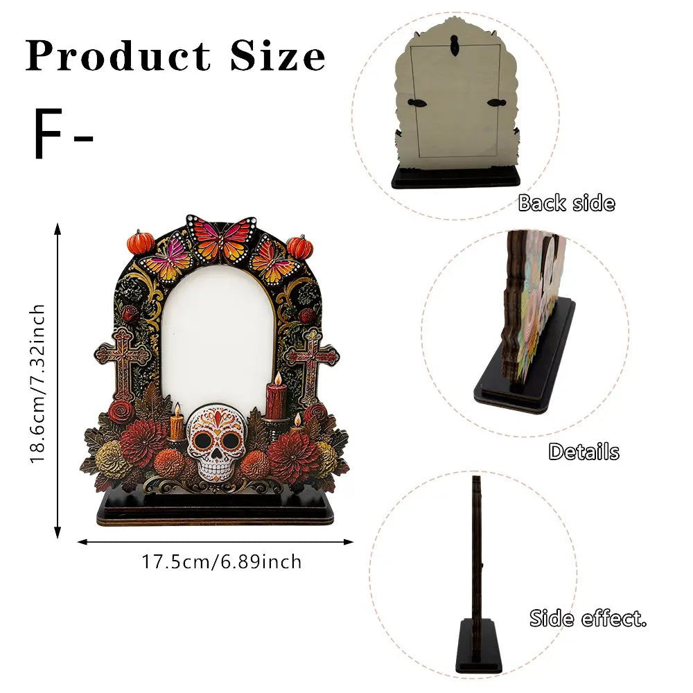 💀Día de los Muertos Wooden Picture Frame Decor - Mexican Tabletop Altar Display with Multiple Frame Designs