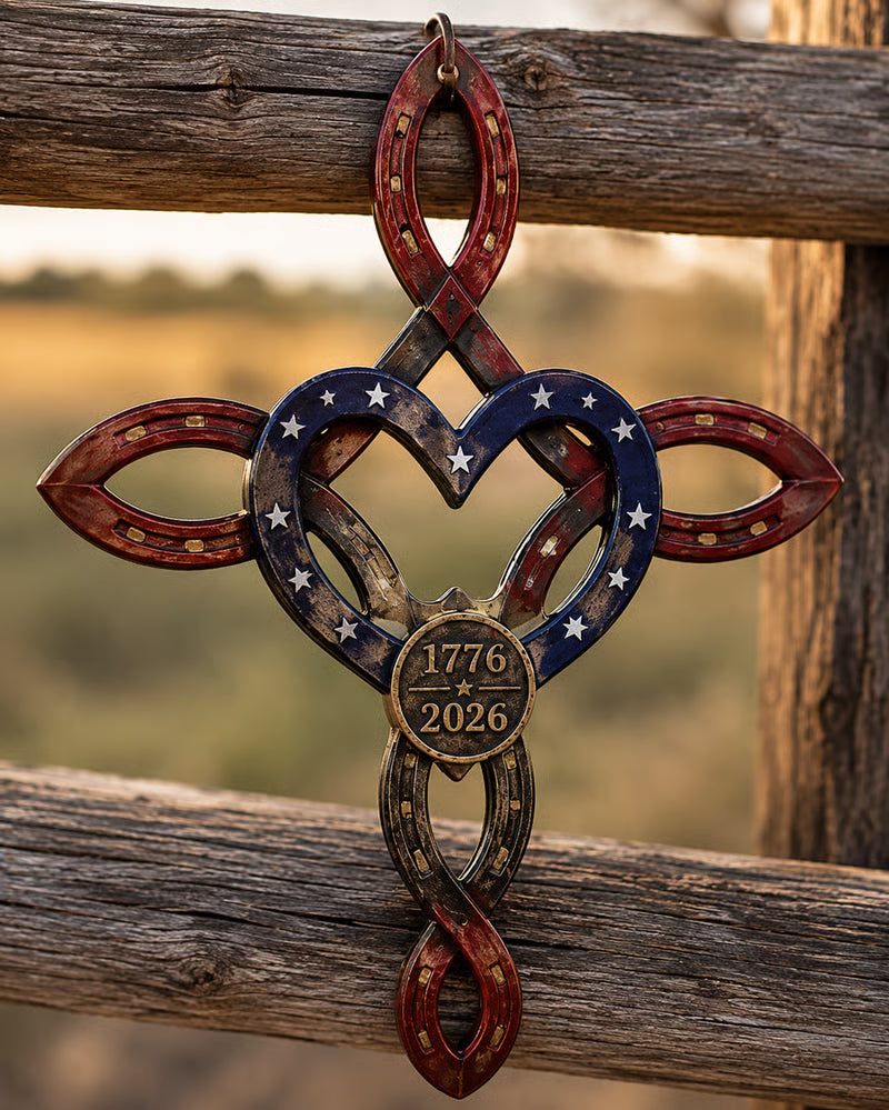❤️ Last Day 49% OFF|🦅 Handmade in USA America 250th Horseshoe Cross Decor