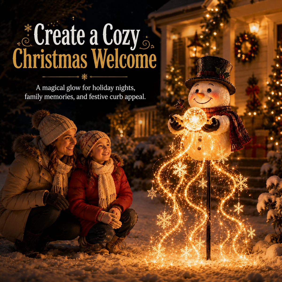 🎄49% OFF🎄 Snowman Magic Xylvok™-Flowing Snowflake LED Christmas Garden Light❄️