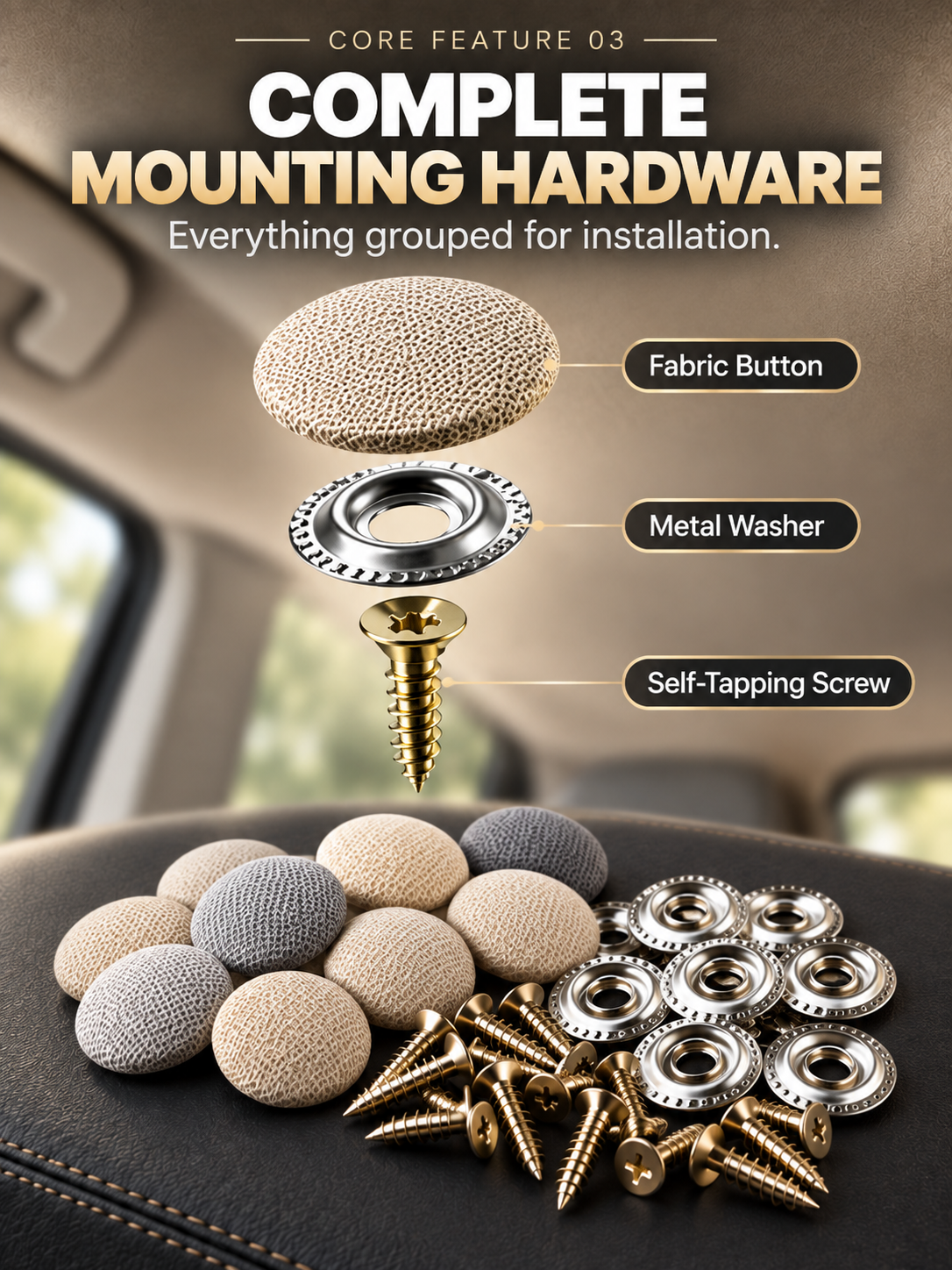 🚗 Car Headliner Repair Buttons – No-Sag Roof Liner Fixing Kit for Interior Upholstery