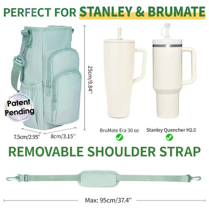 Sportsnew Water Bottle Carrier Bag for Stanley 40oz Tumbler – Insulated Crossbody Holder with Phone Pocket, Straw Cover & Adjustable Strap for Hiking, Travel & Outdoor