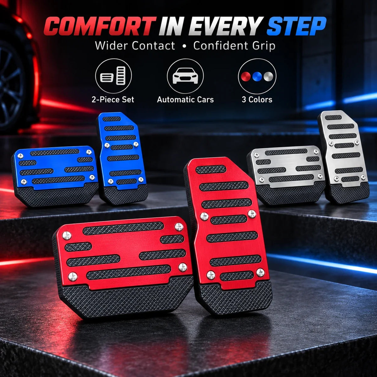 2PCS NonSlip Universal Automatic Foot Brake Gas Cover Pad Pedal Accessories Car