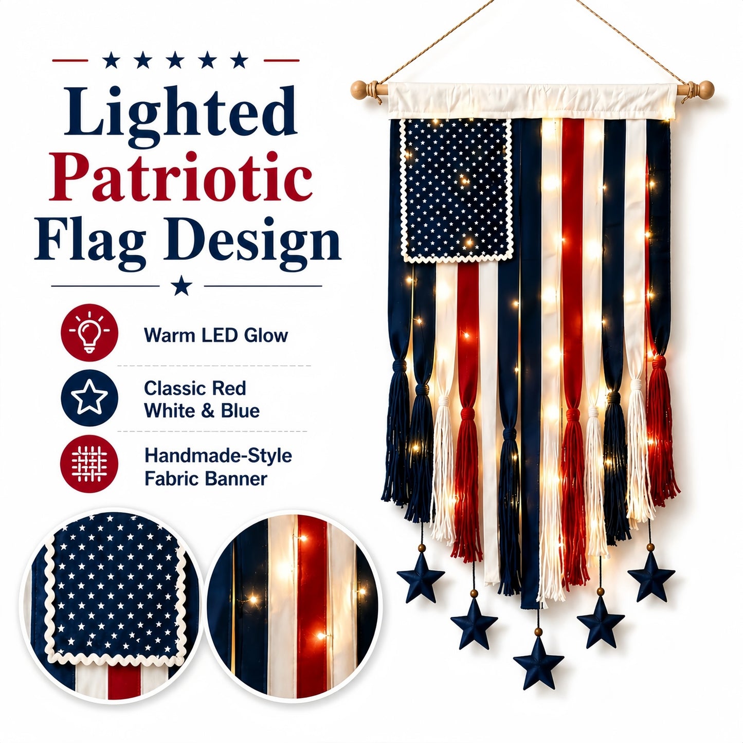 🏆Flash Sale-49% OFF⚡Authentic Vintage American Flag Fringe Banner
