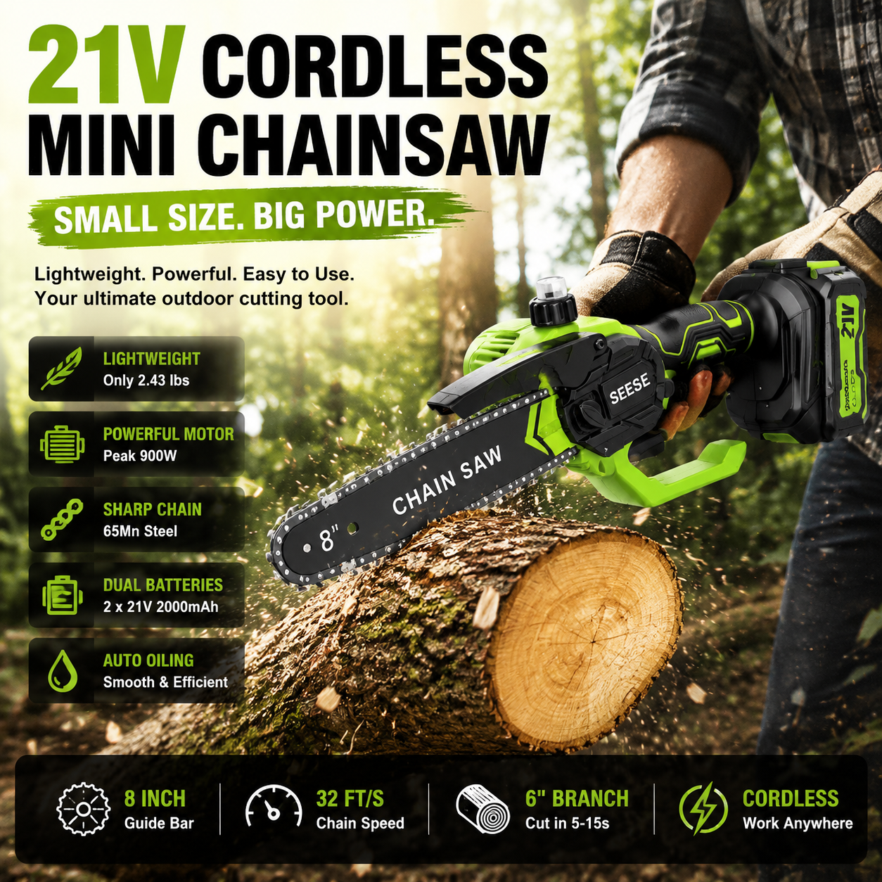 ⚡Mini Chainsaw 🔋 8-Inch Portable Electric Chainsaw for Tree Trimming & DIY  URL Handle