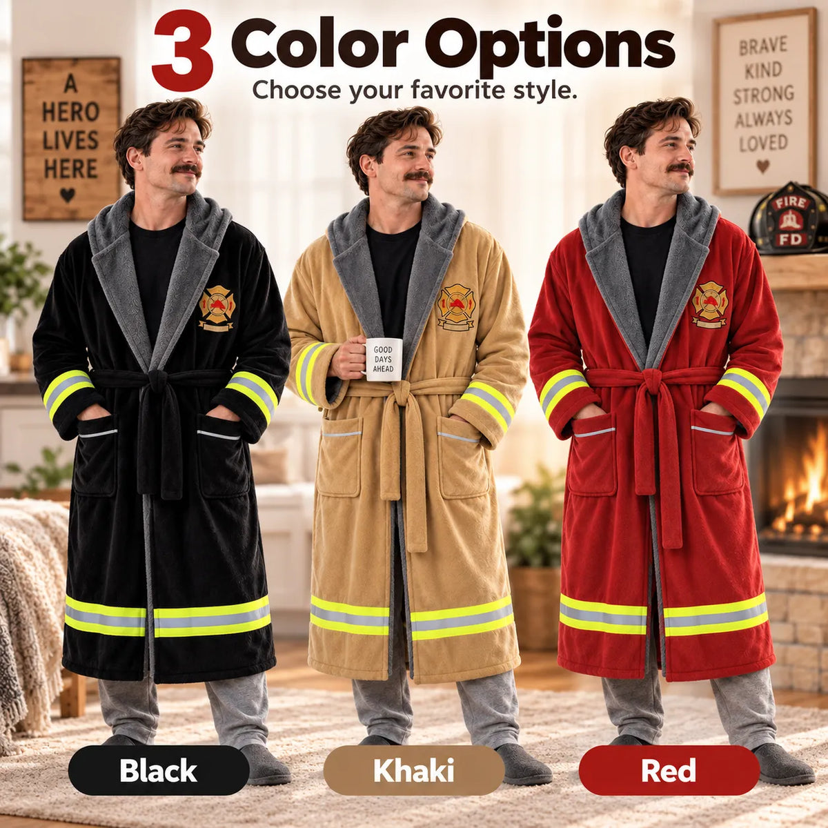 🚒🔥 Firefighter Robe — Stay Cozy Off Duty with Bold Firefighter Style!