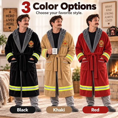 🚒🔥 Firefighter Robe — Stay Cozy Off Duty with Bold Firefighter Style!