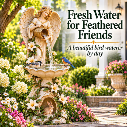 ✨Last Day 49% OFF✨☀️ Solar Angel Starlight Bird Waterer™🪽 – Lighted Garden Birdbath & Outdoor Decor