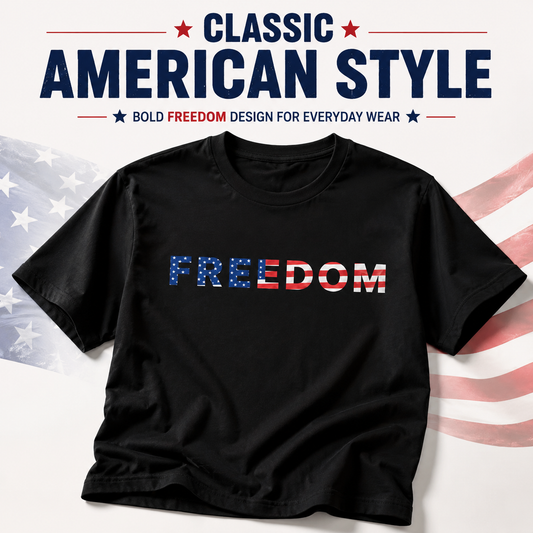Freedom Patriotic T-Shirt – Classic American Flag Cotton Tee for Men & Women