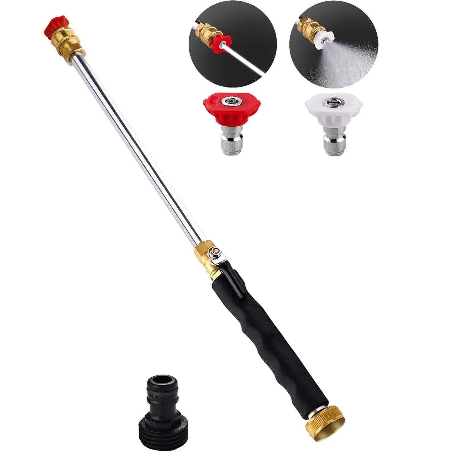 Hydro Jet Power Washer Wand for Garden Hose - Heavy-Duty Metal High-Pressure Sprayer with 2 Nozzle Tips & Leak-Proof Quick Connectors