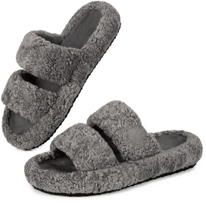 Women's Fuzzy Open-Toe Slippers