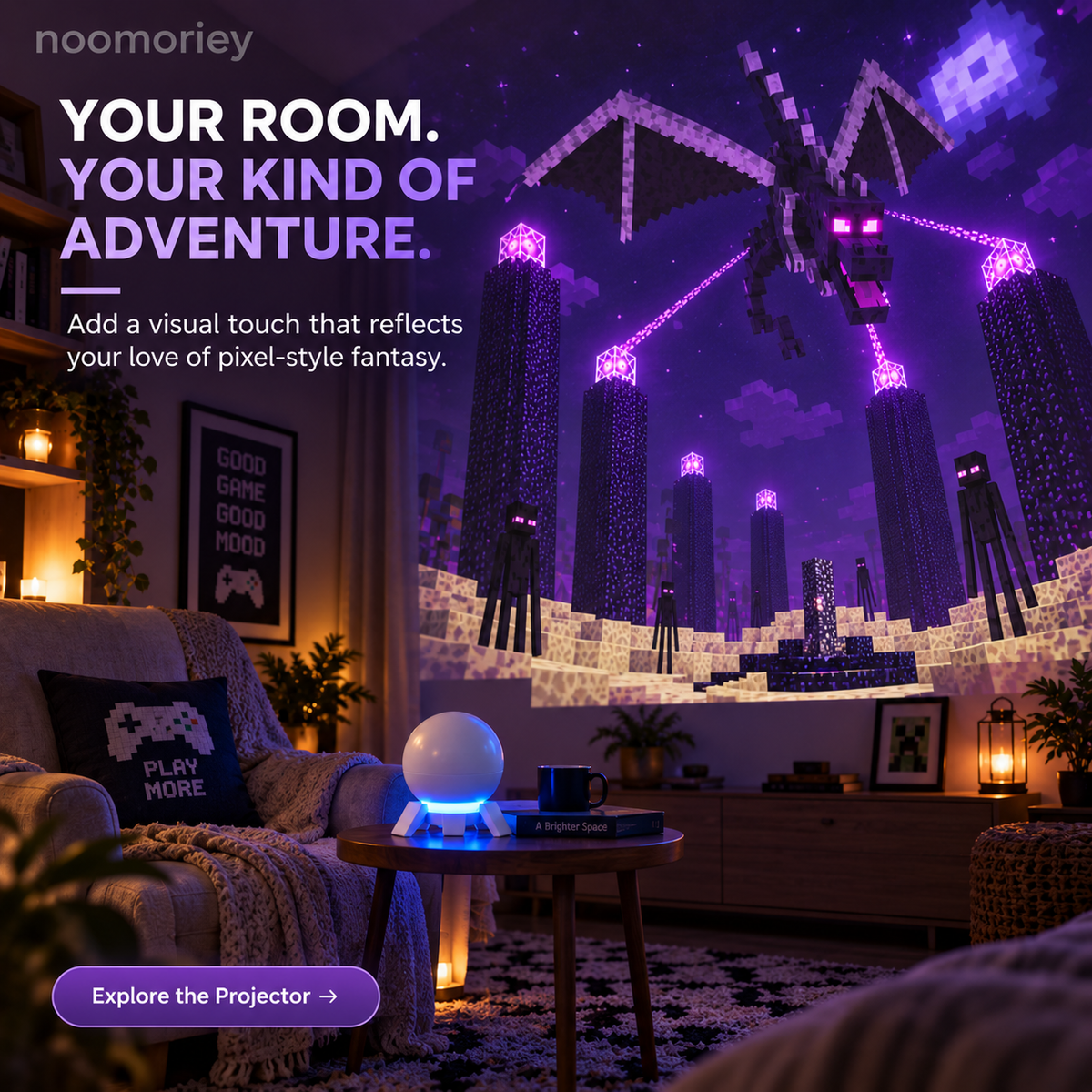 🌆Pixel Fantasy Scene Projector – Ambient Decor for Gaming Rooms