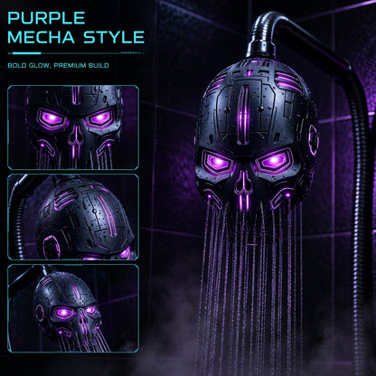 Cyber Mecha Skull Color Changing LED Pressure Boost Shower Head