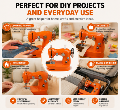 Mini Electric Sewing Machine – Compact Sewing Helper for Repairs, Crafts & Creative Projects