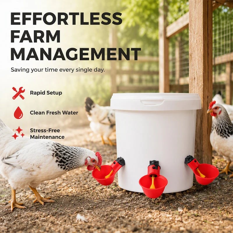 📍Gravity-Fed Automatic Chicken Waterer Cups
