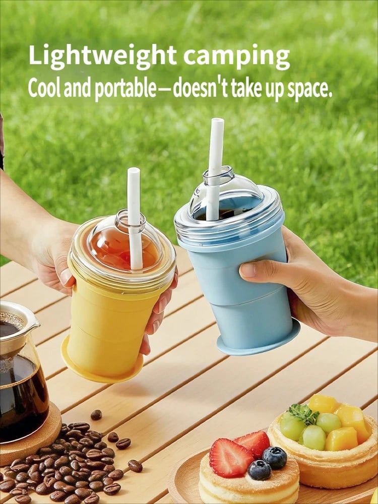 🧊 2-in-1 Ice Ball Maker Bottle(2PCS) – Foldable, Press-to-Release, Portable Summer Drink Cup ❄️