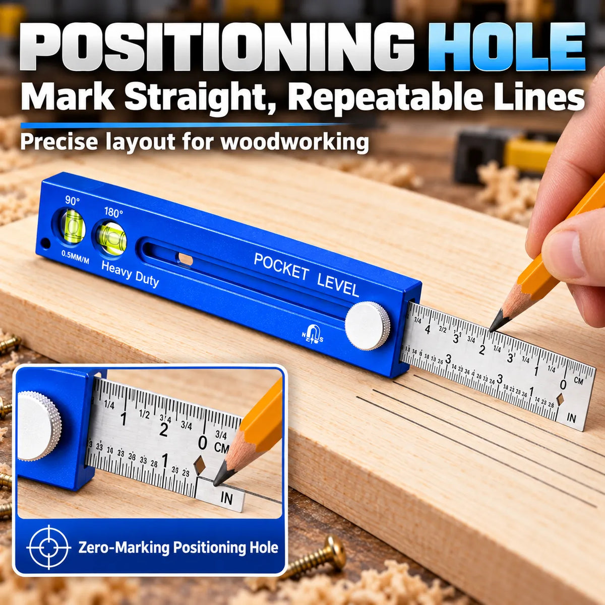 📏✨ Multifunction Measuring Gauge & Level — Measure, Align & Mark with Precision!