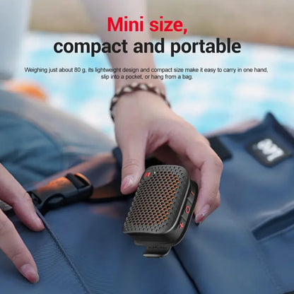 Clip-On Bluetooth Speaker – IPX7 Waterproof, 12-Hr Battery, TWS Stereo | 80g Ultra-Light