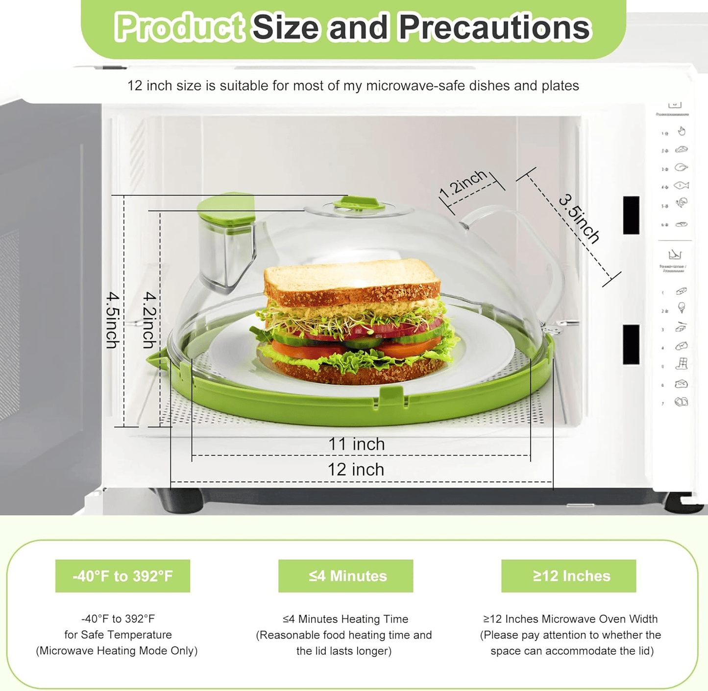 10" Clear Microwave Splatter Cover: Built-in Water Steamer & Steam Vent Lid