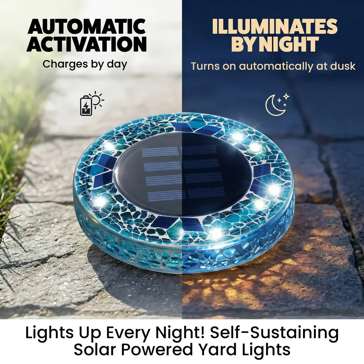 ✨Solar Outdoor Mosaic Disk Lights, Waterproof Pathway LED Light