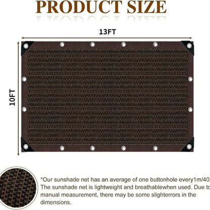 🎖️90% Blackout Cloth (Black) - 10 x 13ft UV-Resistant Shade Net with Reinforced Rivets,