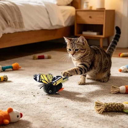 🎁50K+ SOLD! Almost Gone✨🦋 Fluttering Electric Butterfly Cat Toy | Interactive Moving Playmate for Indoor Kitties