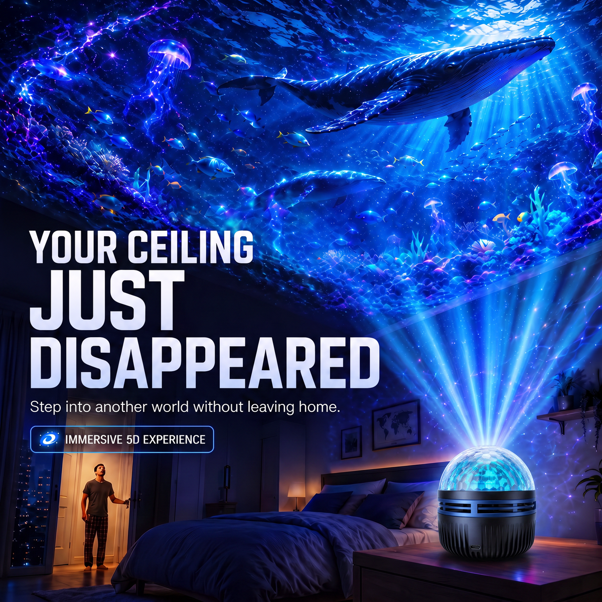 🎁🦖360° Smart Holographic Starry Sky Projector (HD Smart Dynamic 5D)