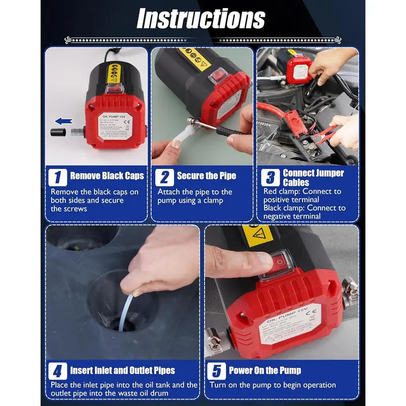 12V 80W Oil Extractor Pump, Oil Removal Transfer Suction Pump for Fluid Change