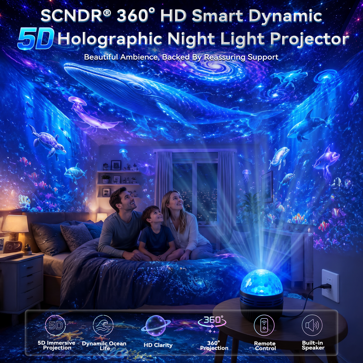 🎁🦖360° Smart Holographic Starry Sky Projector (HD Smart Dynamic 5D)