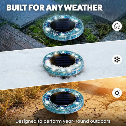 ✨Solar Outdoor Mosaic Disk Lights, Waterproof Pathway LED Light