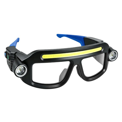 Rechargeable LED Headlamp Glasses - Hand-Wave Sense, Type-C USB Charging, 5-Mode COB Lights, Dual Side Spotlights, IPX4 Waterresist, Lightweight Motorcycle Accessories for Camping, Automotive Tasks