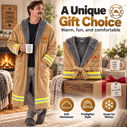 🚒🔥 Firefighter Robe — Stay Cozy Off Duty with Bold Firefighter Style!