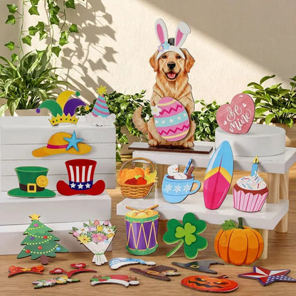 🐾Interchangeable Wooden Animal Decor✨
